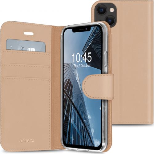 Accezz Wallet Softcase Booktype voor de iPhone 13 Mini - Goud