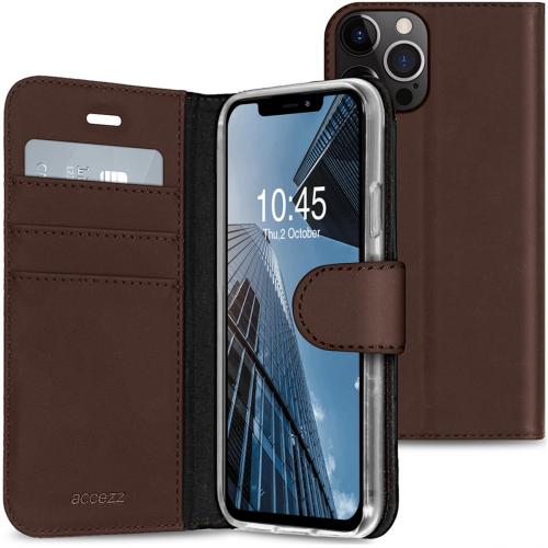Accezz Wallet Softcase Booktype voor de iPhone 13 Pro - Donkerbruin