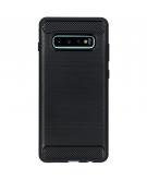 Brushed Backcover voor Samsung Galaxy S10 Plus - Zwart