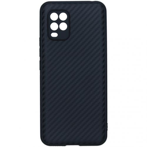 Carbon Softcase Backcover voor de Xiaomi Mi 10 Lite - Zwart