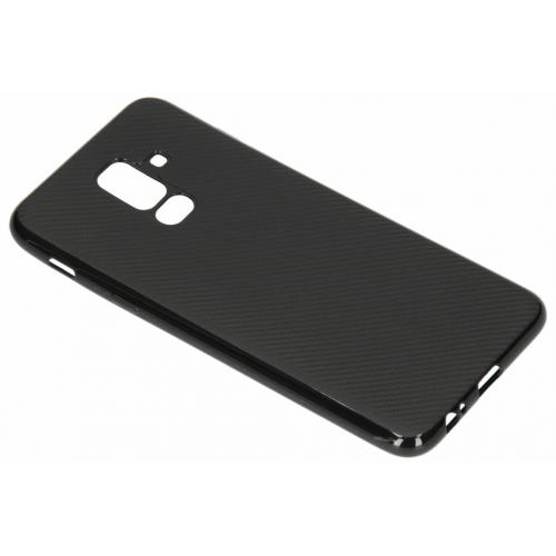 Carbon Softcase Backcover voor Samsung Galaxy A6 Plus (2018) - Zwart