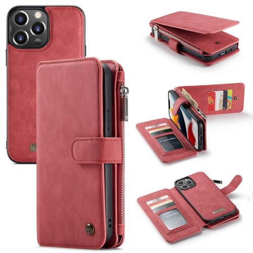 CaseMe Luxe 2 in 1 Portemonnee Booktype voor de iPhone 13 Pro Max - Rood