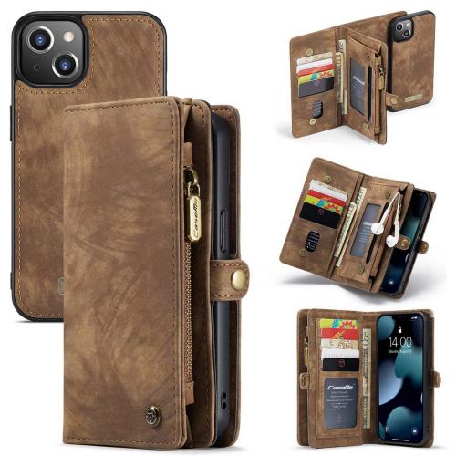 CaseMe Luxe Lederen 2 in 1 Portemonnee Booktype voor de iPhone 13 Mini - Bruin