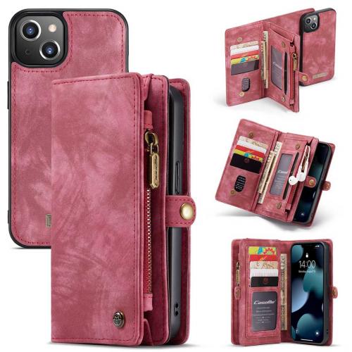 CaseMe Luxe Lederen 2 in 1 Portemonnee Booktype voor de iPhone 13 Mini - Rood