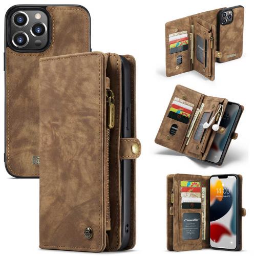 CaseMe Luxe Lederen 2 in 1 Portemonnee Booktype voor de iPhone 13 Pro - Bruin