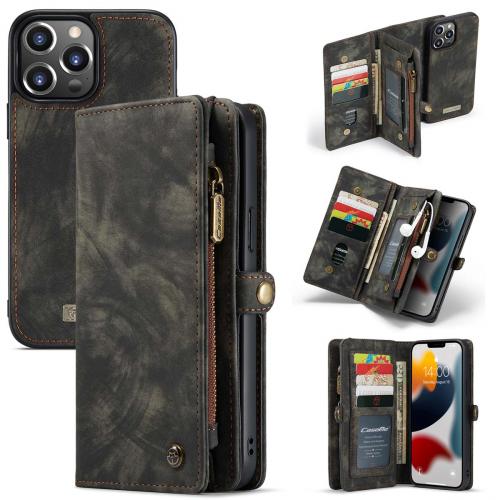 CaseMe Luxe Lederen 2 in 1 Portemonnee Booktype voor de iPhone 13 Pro - Zwart