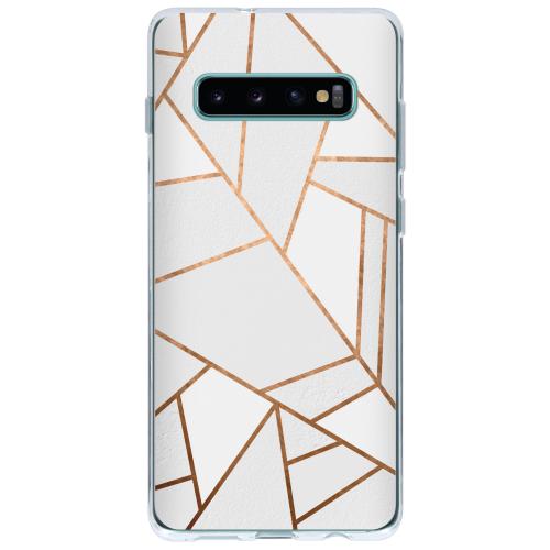 Design Backcover voor Samsung Galaxy S10 Plus - Grafisch Wit / Koper