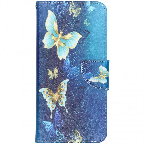Design Softcase Booktype voor de Samsung Galaxy A70 - Blauwe vlinder