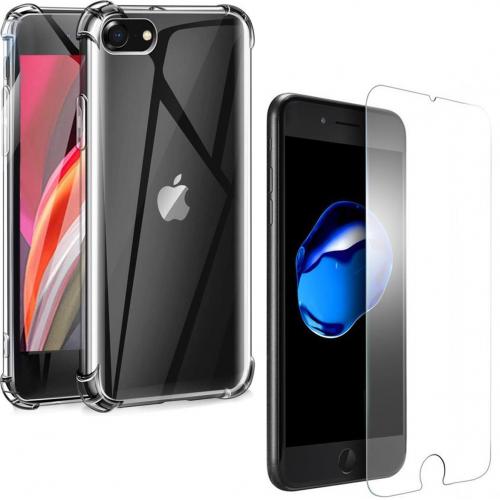 iMoshion Anti-Shock Backcover + Glass Screenprotector voor de iPhone 8 / 7 - Transparant