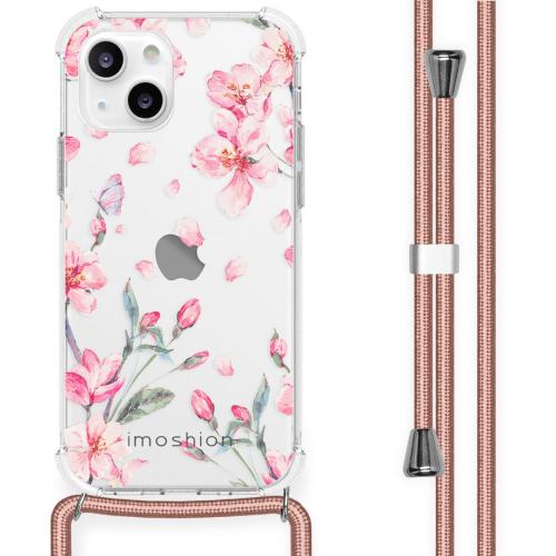 iMoshion Design hoesje met koord iPhone 13 Mini - Bloem - Roze