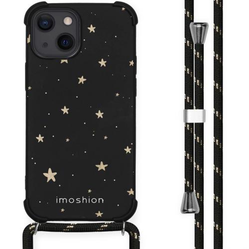 iMoshion Design hoesje met koord voor de iPhone 13 Mini - Sterren - Goud