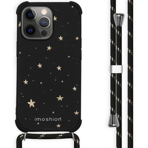 iMoshion Design hoesje met koord voor de iPhone 13 Pro Max - Sterren - Goud