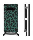 iMoshion Design hoesje met koord voor de Samsung Galaxy S10 Plus - Luipaard - Groen / Zwart