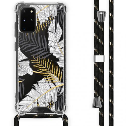 iMoshion Design hoesje met koord voor de Samsung Galaxy S20 Plus - Bladeren - Zwart / Goud