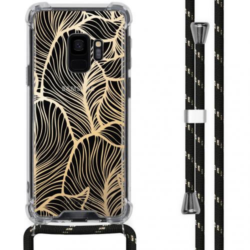iMoshion Design hoesje met koord voor de Samsung Galaxy S9 - Bladeren - Goud