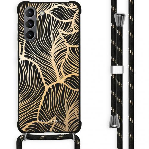 iMoshion Design hoesje met koord voor Samsung Galaxy S21 Plus - Bladeren - Goud / Zwart