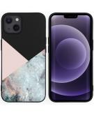 iMoshion Design hoesje voor de iPhone 13 - Marmer - Roze / Zwart