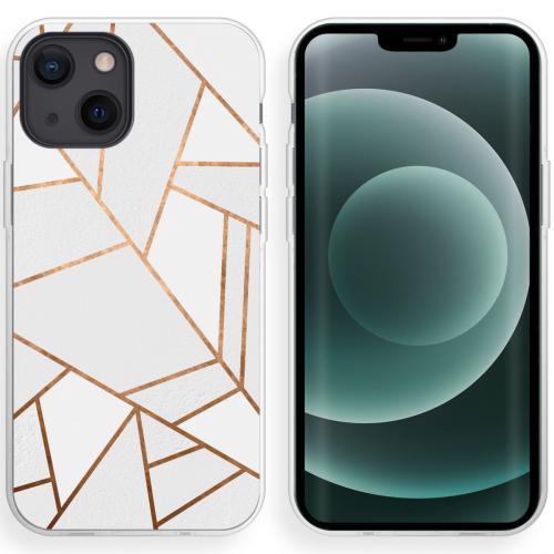 iMoshion Design hoesje voor de iPhone 13 Mini - Grafisch Koper - Wit / Goud