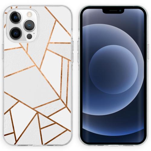 iMoshion Design hoesje voor de iPhone 13 Pro - Grafisch Koper - Wit / Goud