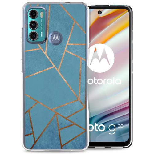 iMoshion Design hoesje voor de Motorola Moto G60 - Grafisch Koper - Blauw / Goud