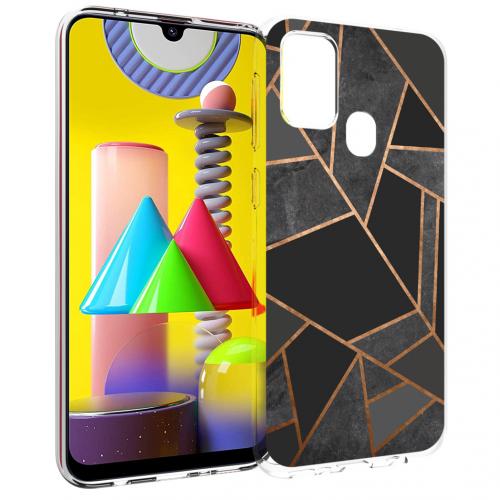 iMoshion Design hoesje voor de Samsung Galaxy M31 - Grafisch Koper - Zwart  / Goud
