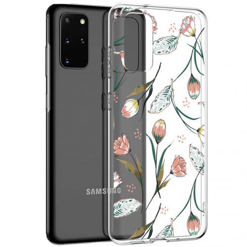 iMoshion Design hoesje voor de Samsung Galaxy S20 Plus - Bloem - Roze / Groen