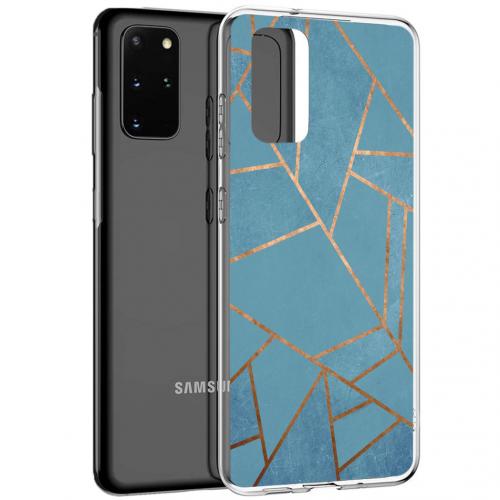 iMoshion Design hoesje voor de Samsung Galaxy S20 Plus - Grafisch Koper - Blauw / Goud