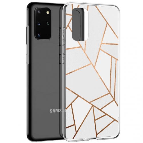 iMoshion Design hoesje voor de Samsung Galaxy S20 Plus - Grafisch Koper - Wit / Goud