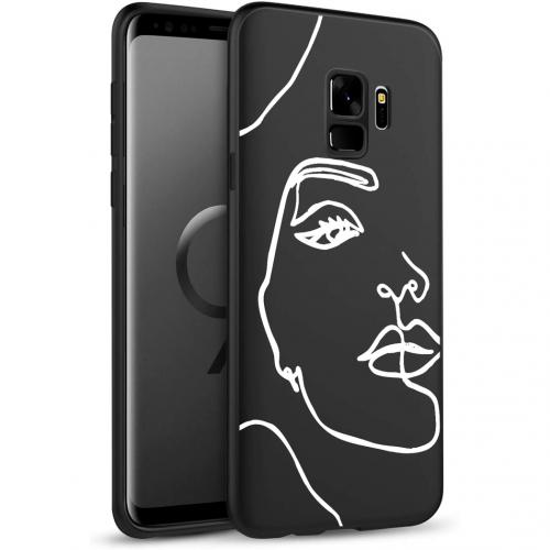 iMoshion Design hoesje voor de Samsung Galaxy S9 - Abstract Gezicht - Wit / Zwart