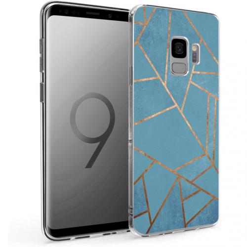 iMoshion Design hoesje voor de Samsung Galaxy S9 - Grafisch Koper - Blauw / Goud