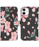 iMoshion Design Softcase Book Case voor de iPhone 12 Mini - Blossom Watercolor Black
