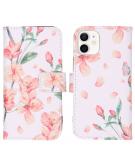 iMoshion Design Softcase Book Case voor de iPhone 12 Mini - Blossom Watercolor White
