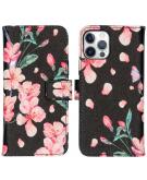 iMoshion Design Softcase Book Case voor de iPhone 12 (Pro) - Blossom Watercolor Black