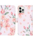 iMoshion Design Softcase Book Case voor de iPhone 12 (Pro) - Blossom Watercolor White
