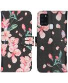 iMoshion Design Softcase Book Case voor de Samsung Galaxy A21s - Blossom Watercolor Black
