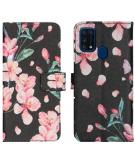 iMoshion Design Softcase Book Case voor de Samsung Galaxy M31 - Blossom Watercolor Black
