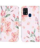 iMoshion Design Softcase Book Case voor de Samsung Galaxy M31 - Blossom Watercolor White