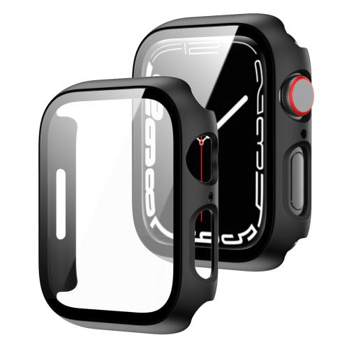 iMoshion Hardcase + Screenprotector voor de Apple Watch Serie 7 - 41 mm - Zwart