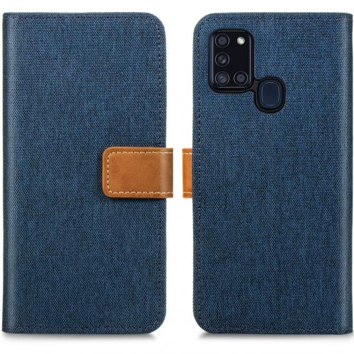 iMoshion Luxe Canvas Booktype voor de Samsung Galaxy A21s - Donkerblauw