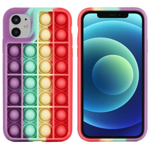 iMoshion Pop It Fidget Toy - Pop It hoesje voor de iPhone 12 (Pro) - Rainbow