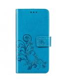 Klavertje Bloemen Booktype voor de Samsung Galaxy A42 - Turquoise