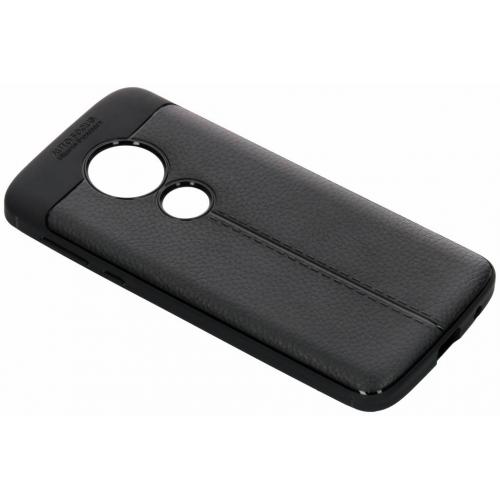 Lederen Backcover met stiksel voor Motorola Moto E5 / G6 Play - Zwart