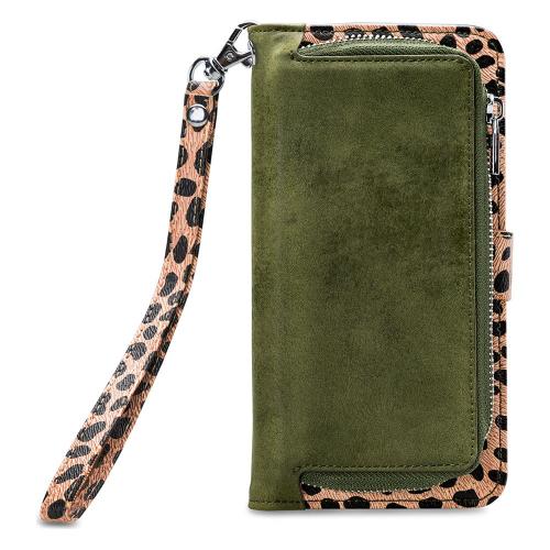 Mobilize - iPhone 6 / 6s Hoesje - Uitneembare Gelly Wallet Case Luipaard Donker Groen