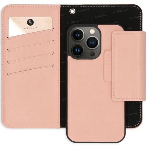 Selencia 2-in-1 Uitneembare Vegan Lederen Bookcase voor de iPhone 13 Pro - Roze