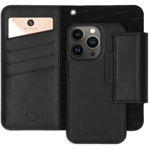 Selencia 2-in-1 Uitneembare Vegan Lederen Bookcase voor de iPhone 13 Pro - Zwart