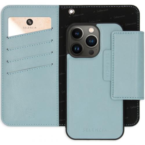 Selencia 2-in-1 Uitneembare Vegan Lederen Bookcase voor de Phone 13 Pro - Blauw