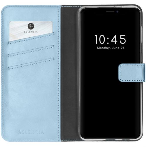 Selencia Echt Lederen Booktype iPhone 13 Mini - Lichtblauw