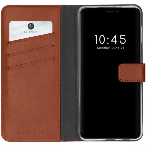 Selencia Echt Lederen Booktype iPhone 13 Mini - Lichtbruin