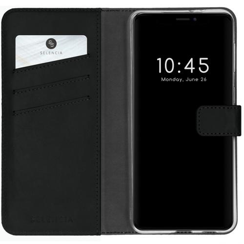 Selencia Echt Lederen Booktype iPhone 13 Pro Max - Zwart