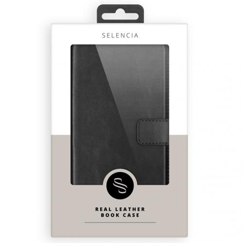 Selencia Echt Lederen Booktype voor de OnePlus 7 Pro - Zwart